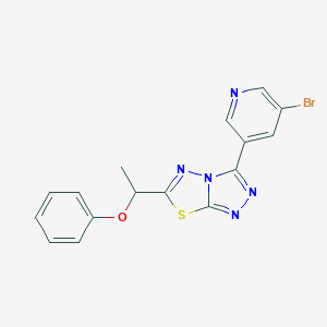 molecular formula C16H12BrN5OS B362172 3-(5-Bromo-3-pyridinyl)-6-(1-phenoxyethyl)[1,2,4]triazolo[3,4-b][1,3,4]thiadiazole CAS No. 951928-82-8