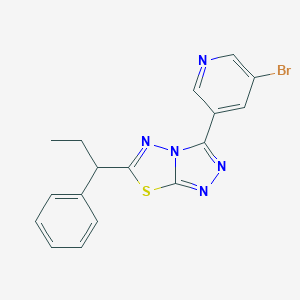 molecular formula C17H14BrN5S B362173 3-(5-Bromo-3-pyridinyl)-6-(1-phenylpropyl)[1,2,4]triazolo[3,4-b][1,3,4]thiadiazole CAS No. 951999-53-4