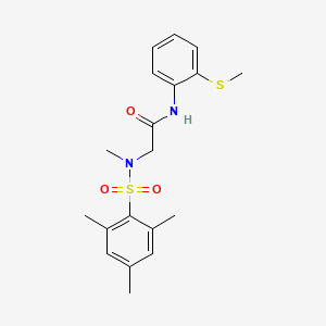 molecular formula C19H24N2O3S2 B3621740 N~2~-methyl-N-[2-(methylsulfanyl)phenyl]-N~2~-[(2,4,6-trimethylphenyl)sulfonyl]glycinamide 