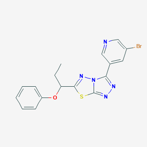 molecular formula C17H14BrN5OS B362175 3-(5-Bromo-3-pyridinyl)-6-(1-phenoxypropyl)[1,2,4]triazolo[3,4-b][1,3,4]thiadiazole CAS No. 951933-77-0