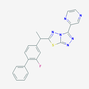 molecular formula C21H15FN6S B362176 6-[1-(2-Fluoro[1,1'-biphenyl]-4-yl)ethyl]-3-(2-pyrazinyl)[1,2,4]triazolo[3,4-b][1,3,4]thiadiazole CAS No. 929967-76-0