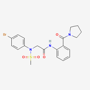 molecular formula C20H22BrN3O4S B3621790 N~2~-(4-bromophenyl)-N~2~-(methylsulfonyl)-N~1~-[2-(1-pyrrolidinylcarbonyl)phenyl]glycinamide 