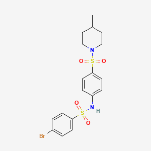 molecular formula C18H21BrN2O4S2 B3621793 4-bromo-N-{4-[(4-methylpiperidin-1-yl)sulfonyl]phenyl}benzene-1-sulfonamide 