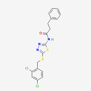 N-{5-[(2,4-dichlorobenzyl)sulfanyl]-1,3,4-thiadiazol-2-yl}-3-phenylpropanamide