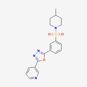 molecular formula C19H20N4O3S B3621918 3-(5-{3-[(4-methyl-1-piperidinyl)sulfonyl]phenyl}-1,3,4-oxadiazol-2-yl)pyridine 