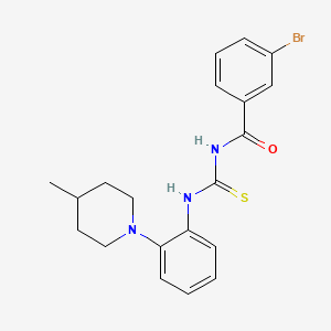 molecular formula C20H22BrN3OS B3621960 3-bromo-N-({[2-(4-methyl-1-piperidinyl)phenyl]amino}carbonothioyl)benzamide 