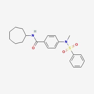 molecular formula C21H26N2O3S B3621975 N-cycloheptyl-4-[methyl(phenylsulfonyl)amino]benzamide 