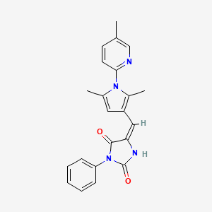 (5E)-5-[[2,5-dimethyl-1-(5-methylpyridin-2-yl)pyrrol-3-yl]methylidene]-3-phenylimidazolidine-2,4-dione