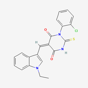 molecular formula C21H16ClN3O2S B3622033 1-(2-chlorophenyl)-5-[(1-ethyl-1H-indol-3-yl)methylene]-2-thioxodihydro-4,6(1H,5H)-pyrimidinedione 