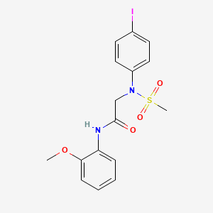 molecular formula C16H17IN2O4S B3622159 N~2~-(4-iodophenyl)-N-(2-methoxyphenyl)-N~2~-(methylsulfonyl)glycinamide 