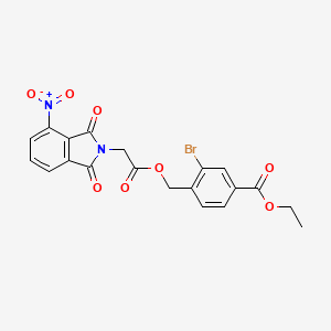 molecular formula C20H15BrN2O8 B3622170 Ethyl 3-bromo-4-[[2-(4-nitro-1,3-dioxoisoindol-2-yl)acetyl]oxymethyl]benzoate 