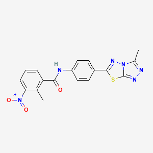 molecular formula C18H14N6O3S B3622203 2-methyl-N-[4-(3-methyl-[1,2,4]triazolo[3,4-b][1,3,4]thiadiazol-6-yl)phenyl]-3-nitrobenzamide 