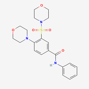 molecular formula C21H25N3O5S B3622254 4-morpholin-4-yl-3-morpholin-4-ylsulfonyl-N-phenylbenzamide 