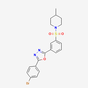 molecular formula C20H20BrN3O3S B3622311 2-(4-Bromophenyl)-5-[3-(4-methylpiperidin-1-yl)sulfonylphenyl]-1,3,4-oxadiazole 