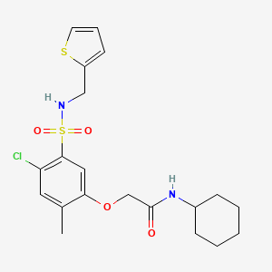 molecular formula C20H25ClN2O4S2 B3622411 2-[4-chloro-2-methyl-5-(thiophen-2-ylmethylsulfamoyl)phenoxy]-N-cyclohexylacetamide 