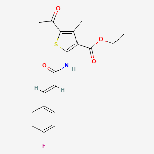 molecular formula C19H18FNO4S B3622772 ethyl 5-acetyl-2-{[3-(4-fluorophenyl)acryloyl]amino}-4-methyl-3-thiophenecarboxylate 