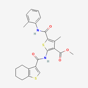 molecular formula C24H24N2O4S2 B3622794 methyl 4-methyl-5-{[(2-methylphenyl)amino]carbonyl}-2-[(4,5,6,7-tetrahydro-1-benzothien-3-ylcarbonyl)amino]-3-thiophenecarboxylate 