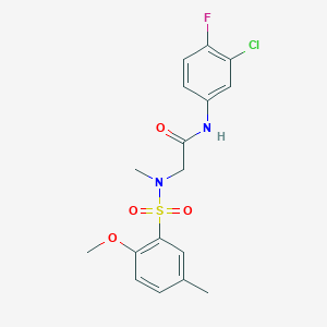 N-(3-chloro-4-fluorophenyl)-2-[(2-methoxy-5-methylphenyl)sulfonyl-methylamino]acetamide