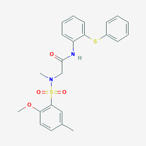 molecular formula C23H24N2O4S2 B3622860 2-[(2-methoxy-5-methylphenyl)sulfonyl-methylamino]-N-(2-phenylsulfanylphenyl)acetamide 