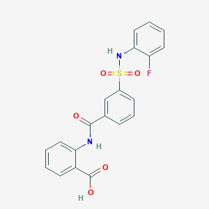 molecular formula C20H15FN2O5S B3622884 2-[[3-[(2-Fluorophenyl)sulfamoyl]benzoyl]amino]benzoic acid 