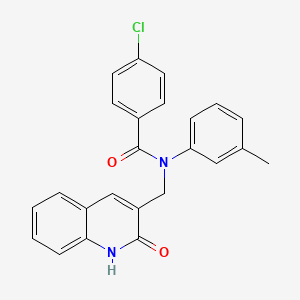 molecular formula C24H19ClN2O2 B3622893 4-chloro-N-[(2-hydroxy-3-quinolinyl)methyl]-N-(3-methylphenyl)benzamide 