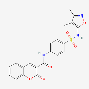 molecular formula C21H17N3O6S B3622915 N-(4-{[(3,4-dimethyl-5-isoxazolyl)amino]sulfonyl}phenyl)-2-oxo-2H-chromene-3-carboxamide 