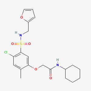 molecular formula C20H25ClN2O5S B3622982 2-(4-chloro-5-{[(2-furylmethyl)amino]sulfonyl}-2-methylphenoxy)-N-cyclohexylacetamide 