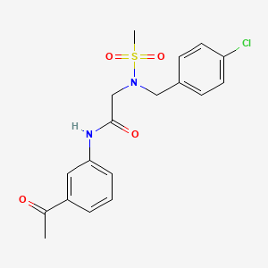 molecular formula C18H19ClN2O4S B3623070 N-(3-ACETYLPHENYL)-2-{N-[(4-CHLOROPHENYL)METHYL]METHANESULFONAMIDO}ACETAMIDE 