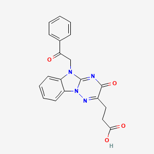 3-[3-oxo-5-(2-oxo-2-phenylethyl)-3,5-dihydro[1,2,4]triazino[2,3-a]benzimidazol-2-yl]propanoic acid