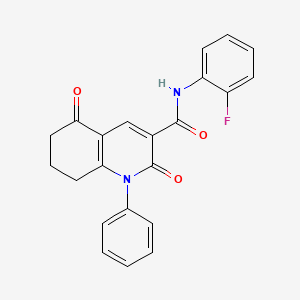 molecular formula C22H17FN2O3 B3623180 N-(2-fluorophenyl)-2,5-dioxo-1-phenyl-1,2,5,6,7,8-hexahydroquinoline-3-carboxamide 