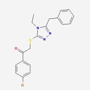 molecular formula C19H18BrN3OS B3623258 2-[(5-benzyl-4-ethyl-1,2,4-triazol-3-yl)sulfanyl]-1-(4-bromophenyl)ethanone 