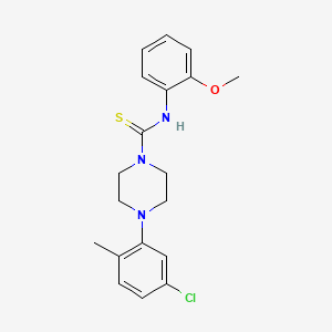 molecular formula C19H22ClN3OS B3623269 4-(5-CHLORO-2-METHYLPHENYL)-N-(2-METHOXYPHENYL)TETRAHYDRO-1(2H)-PYRAZINECARBOTHIOAMIDE 