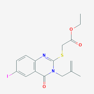 ethyl {[6-iodo-3-(2-methyl-2-propen-1-yl)-4-oxo-3,4-dihydro-2-quinazolinyl]thio}acetate