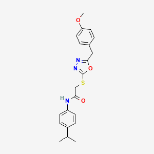 2-{[5-(4-methoxybenzyl)-1,3,4-oxadiazol-2-yl]sulfanyl}-N-[4-(propan-2-yl)phenyl]acetamide