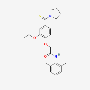 molecular formula C24H30N2O3S B3623394 2-[2-ethoxy-4-(1-pyrrolidinylcarbonothioyl)phenoxy]-N-mesitylacetamide 