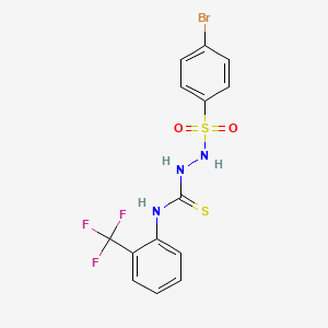 molecular formula C14H11BrF3N3O2S2 B3623406 2-[(4-bromophenyl)sulfonyl]-N-[2-(trifluoromethyl)phenyl]hydrazinecarbothioamide 