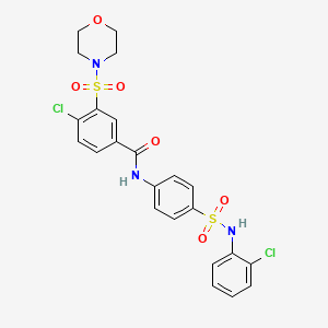 molecular formula C23H21Cl2N3O6S2 B3623429 4-chloro-N-(4-{[(2-chlorophenyl)amino]sulfonyl}phenyl)-3-(4-morpholinylsulfonyl)benzamide 