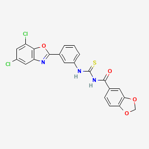 molecular formula C22H13Cl2N3O4S B3623499 N-({[3-(5,7-dichloro-1,3-benzoxazol-2-yl)phenyl]amino}carbonothioyl)-1,3-benzodioxole-5-carboxamide 