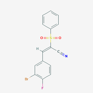 molecular formula C15H9BrFNO2S B3623558 3-(3-bromo-4-fluorophenyl)-2-(phenylsulfonyl)acrylonitrile 