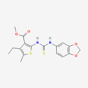 methyl 2-{[(1,3-benzodioxol-5-ylamino)carbonothioyl]amino}-4-ethyl-5-methyl-3-thiophenecarboxylate