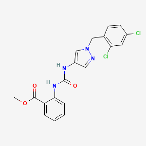 molecular formula C19H16Cl2N4O3 B3623566 methyl 2-[({[1-(2,4-dichlorobenzyl)-1H-pyrazol-4-yl]amino}carbonyl)amino]benzoate 