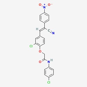 molecular formula C23H15Cl2N3O4 B3623569 2-{2-chloro-4-[2-cyano-2-(4-nitrophenyl)vinyl]phenoxy}-N-(4-chlorophenyl)acetamide 