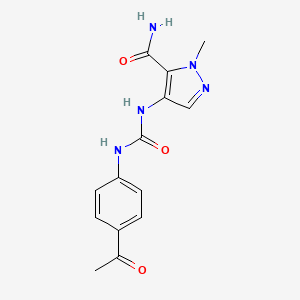 molecular formula C14H15N5O3 B3623736 4-({[(4-acetylphenyl)amino]carbonyl}amino)-1-methyl-1H-pyrazole-5-carboxamide 