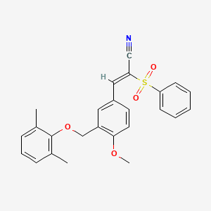 molecular formula C25H23NO4S B3623755 3-{3-[(2,6-dimethylphenoxy)methyl]-4-methoxyphenyl}-2-(phenylsulfonyl)acrylonitrile 