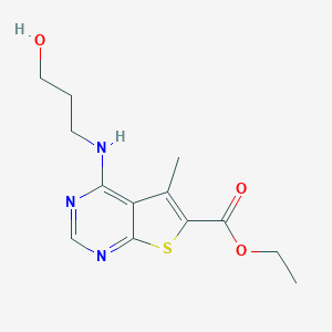 molecular formula C13H17N3O3S B362378 Ethyl 4-[(3-hydroxypropyl)amino]-5-methylthieno[2,3-d]pyrimidine-6-carboxylate CAS No. 691367-15-4