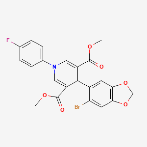 molecular formula C22H17BrFNO6 B3623856 dimethyl 4-(6-bromo-1,3-benzodioxol-5-yl)-1-(4-fluorophenyl)-1,4-dihydro-3,5-pyridinedicarboxylate 