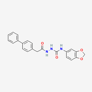 molecular formula C22H19N3O4 B3623899 N-1,3-benzodioxol-5-yl-2-(4-biphenylylacetyl)hydrazinecarboxamide 