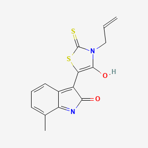 3-(3-allyl-4-oxo-2-thioxo-1,3-thiazolidin-5-ylidene)-7-methyl-1,3-dihydro-2H-indol-2-one