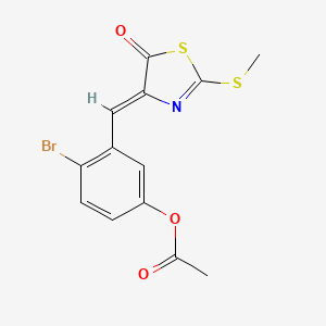 molecular formula C13H10BrNO3S2 B3623927 4-bromo-3-{[2-(methylthio)-5-oxo-1,3-thiazol-4(5H)-ylidene]methyl}phenyl acetate 