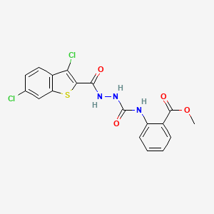 molecular formula C18H13Cl2N3O4S B3623965 methyl 2-[({2-[(3,6-dichloro-1-benzothien-2-yl)carbonyl]hydrazino}carbonyl)amino]benzoate 